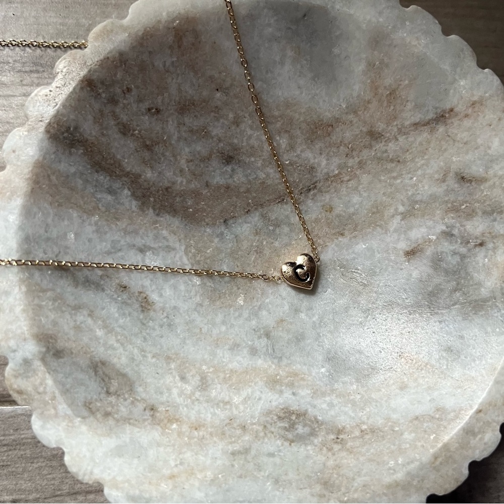 Letter C Alphabet Initial Heart Gold Necklace